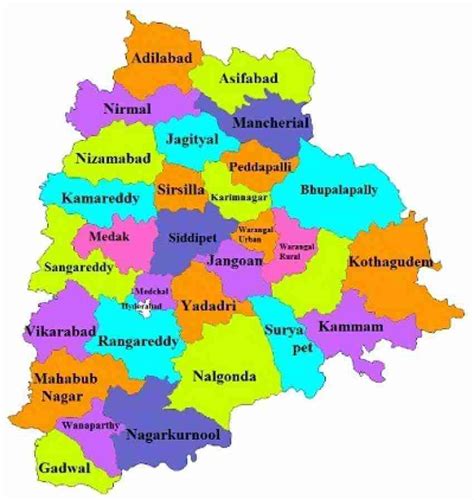 Vector Illustration Of Telangana District Map Stock Vector, 49% OFF