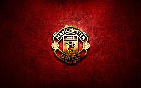 Download wallpapers Manchester United FC, golden logo, Premier League ...