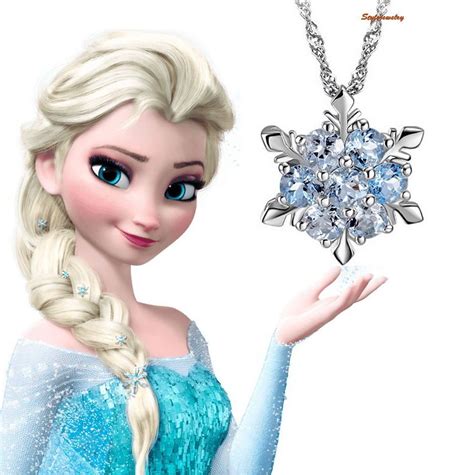 18k White Gold Filled Frozen Elsa Blue Crystal Snowflake Necklace N222 | Solid necklace, Gift ...