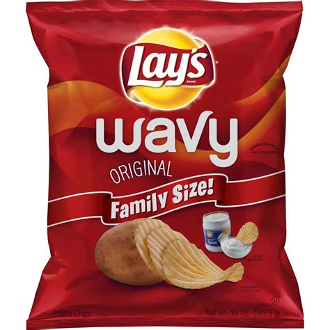 Lay's Wavy Original Potato Chips Family Size, 10 Oz. - Walmart.com