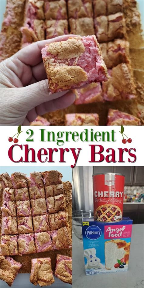 Easy 2 Ingredient Cherry Bars | Angel food cake desserts, Angle food cake recipes, Angel food ...