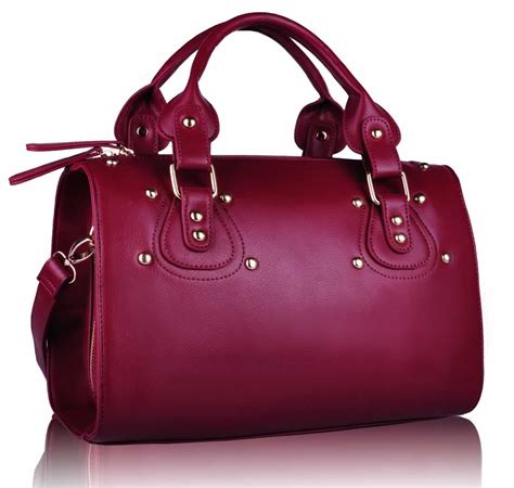 Wholesale Burgundy Studded Fashion Satchel Handbag