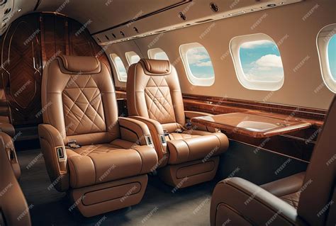 Premium Photo | Private jet interior view with leather seats and tan ...