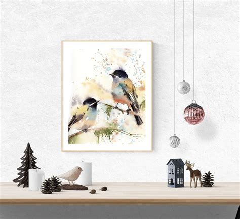 Birds couple art print two birds fine art print pair of | Etsy