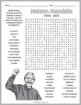 Nelson Mandela Word Search Puzzle by Puzzles to Print | TpT