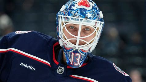 Blue Jackets' Elvis Merzlikins honors Johnny Gaudreau with mask