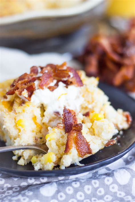 Cheesy Grits Casserole with Bacon and Corn