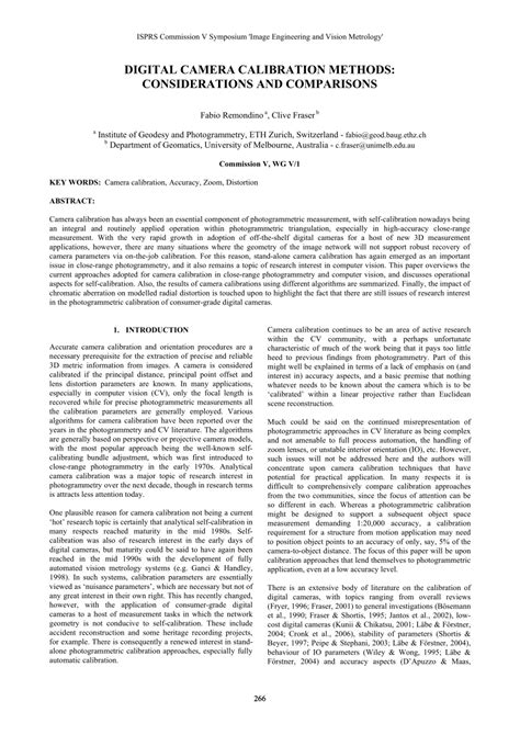 (PDF) Digital camera calibration methods: Considerations and comparisons