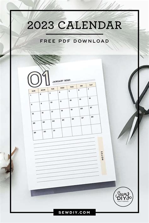 Free Printable 2023 Monthly Calendar — Sew DIY