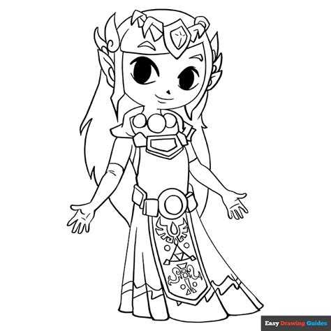 Princess Zelda Coloring Page | Easy Drawing Guides