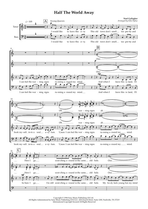 Half The World Away Sheet Music | Oasis | SATB Choir