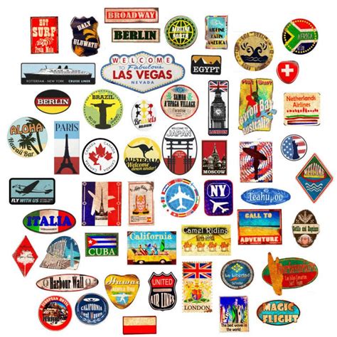 Luggage stickers suitcase patches vintage travel labels retro style ...