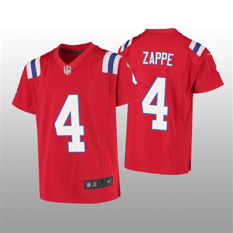 New England Patriots Bailey Zappe Red Jersey Game - Youth - OKNFL Jersey Shop