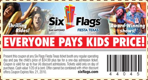 2010 Six Flags Fiesta Texas Coupons – Geekette Bits