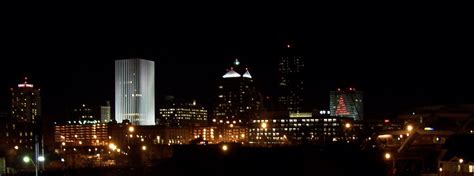 Rochester, NY : Skyline at Night with Troup Howell Bridge photo, picture, image (New York) at ...