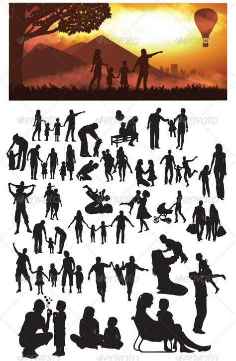 Family Silhouettes Preview | Silhouette painting, Silhouette art, Silhouette people