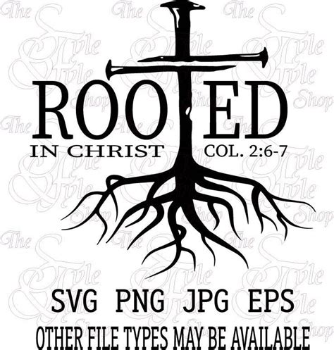 Rooted in Christ Col. 2:6-7 Bible Verse Design SVG - Etsy