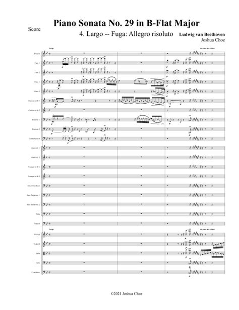 Hammerklavier Sonata, Movement 4 Sheet Music | Ludwig van Beethoven | Full Orchestra