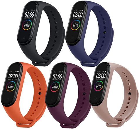 Sounce Adjustable Xiaomi Mi Band 3/ Mi Band 4 Watch Silicone Strap Band Bracelet - Set of 5 ...