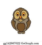 4 Pixel Art With Owl Clip Art | Royalty Free - GoGraph