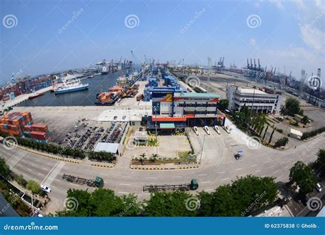 Tanjung Priok port jakarta editorial stock photo. Image of atmosphere - 62375838