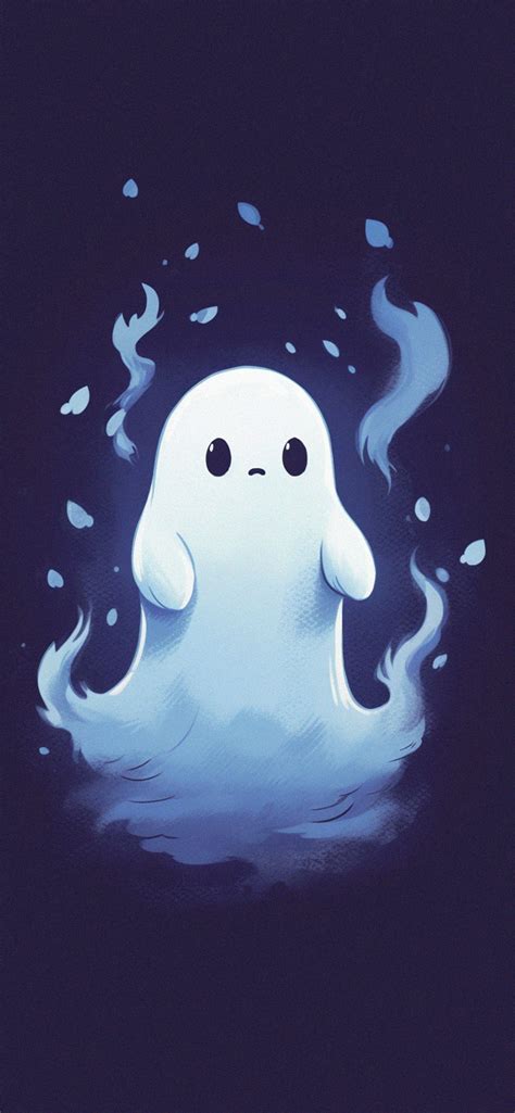 Sad Ghost Dark Blue Wallpapers - Aesthetic Halloween Wallpapers