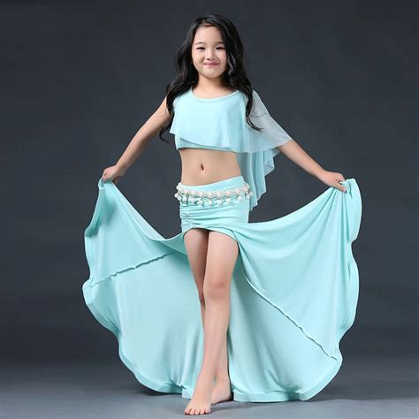 Belly Dance Costume Set Girls Tops Gypsy Skirt Long Belly Dancing ...