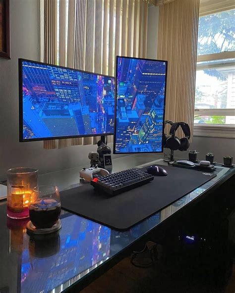 Dual Monitor Setup for Gaming Room in 2021 | Bedroom setup, Home office setup, Room setup