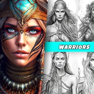 Warrior Women Coloring Pages Adults Kids Women Coloring - Etsy