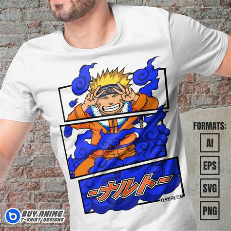 Premium Naruto Uzumaki Anime Vector T-shirt Design Template ...