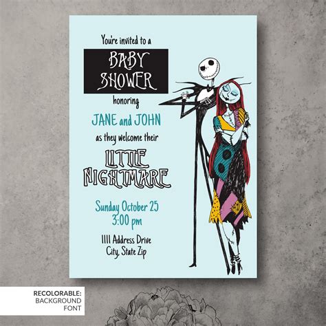 Jack Skellington and Sally Baby Shower Invitation | Etsy