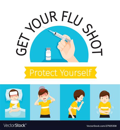 Sign get your flu shot injecting flu vaccine Vector Image