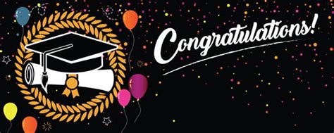 Congratulations Graduation Black With Coloured Balloons Design Large Personalised Banner - 10ft ...