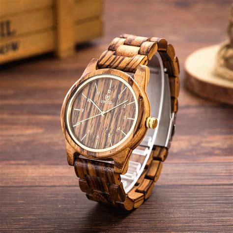 UWOOD Unique Wood Watch Natural Wood Clock Quartz Watch Wood strap Mens Watches Top Brand Luxury ...