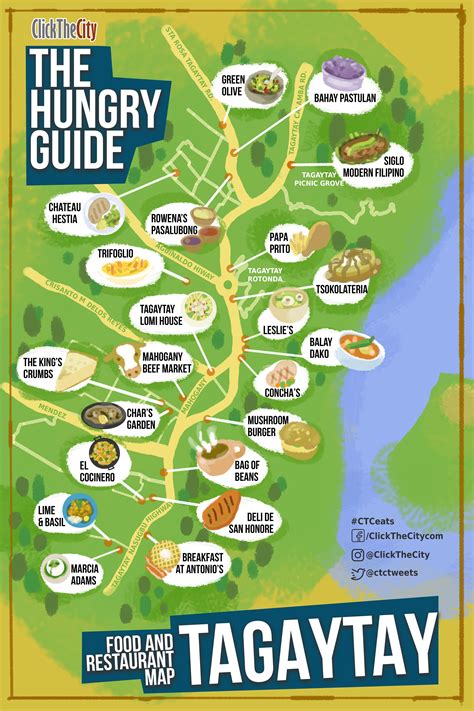 Tagaytay City, Cavite Food Map (The Hungry Guide) in 2021 | Food map, Travel infographic, Easy ...