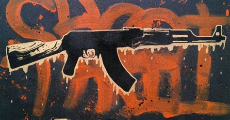 Shoot to Thrill - AK47 Gun - 15x26 inch Stencil Art, Pop Art Painting on Stretched Canvas | Art ...