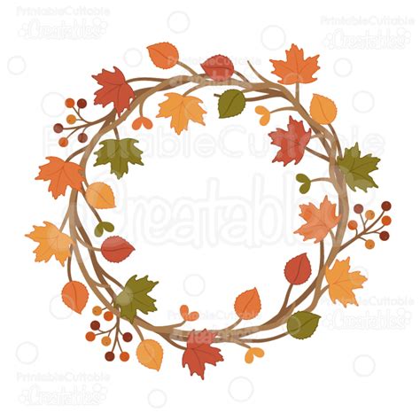 Autumn Wreath SVG Cuttable Clipart Cut File for Silhouette, Cricut