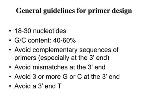 PPT - General guidelines for primer design PowerPoint Presentation ...