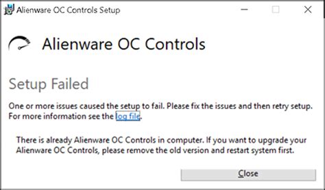 Setup Failed Error When Upgrading Alienware OC Controls | Dell US