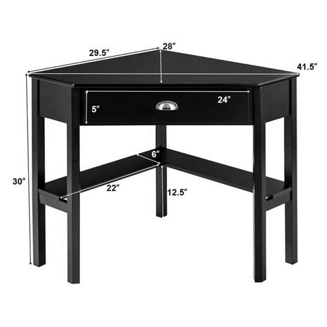 Tangkula Corner Computer DeskTable Wood Workstation Black | Corner ...