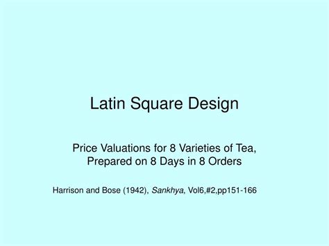 PPT - Latin Square Design PowerPoint Presentation, free download - ID ...