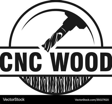 Cnc lathe wood logo design Royalty Free Vector Image