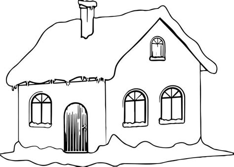 Winter House With Snow Coloring Page | Winter house, House colouring pages, Coloring pages winter