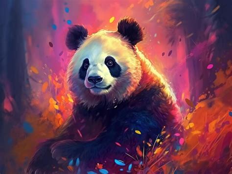 Premium AI Image | A painting of a panda bear.