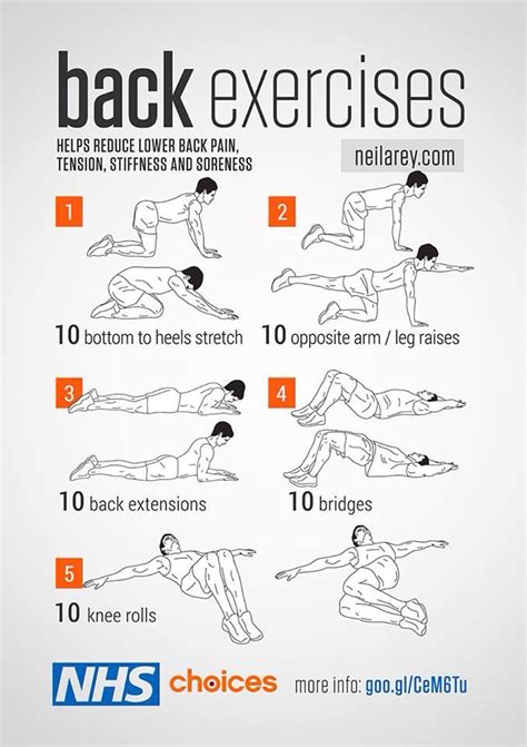 NHS back exercises | Flexibility workout, Back exercises, Back strengthening exercises