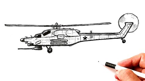 How to draw a Army Helicopter Mi-28 Night Hunter @EhedovElnur - YouTube