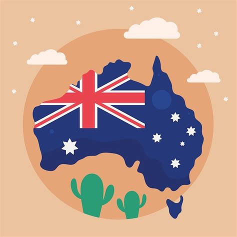 Premium Vector | Australian flag in map