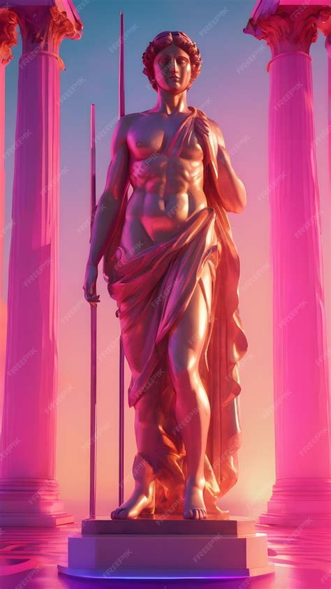 Premium AI Image | Greek statue at night with pink sky view