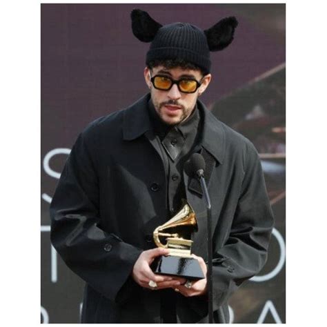 Grammy Awards 2021 Bad Bunny Black Trench Coat - Films Jackets