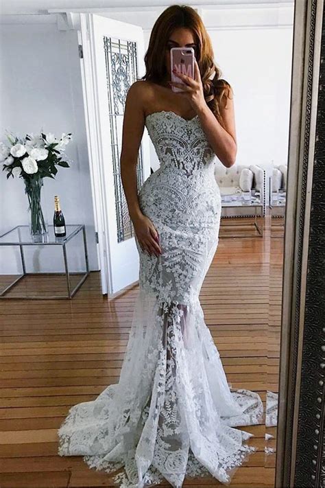 Elegant Sweetheart Lace Mermaid Sleeveless Beach Wedding Dress W551 – Ombreprom